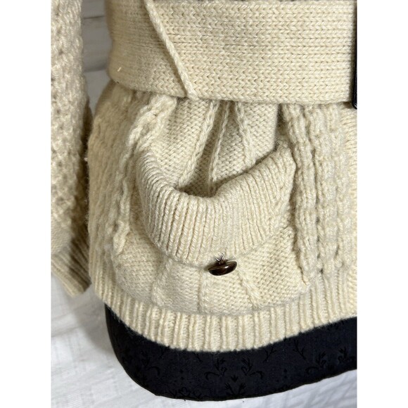 Vtg. Carraig Donn 100% WOOL THICK Cable Zip Cardigan Sweater 36 Medium to Large - Picture 2 of 16